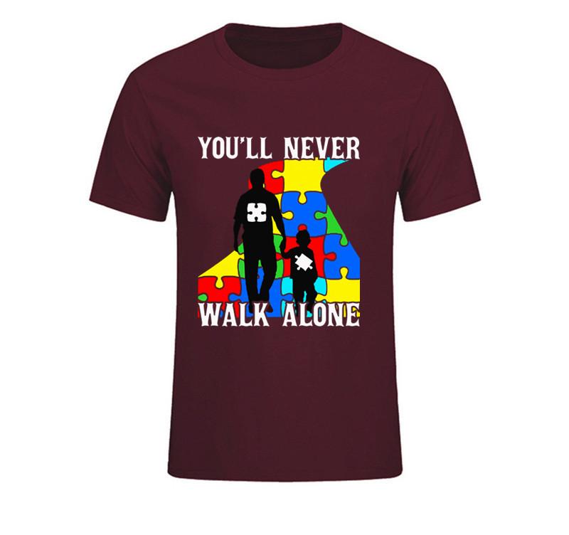 Never Walk Alone Father And Son T Shirt Discount Custom Work Tshirts Mens Short Sleeve Tees