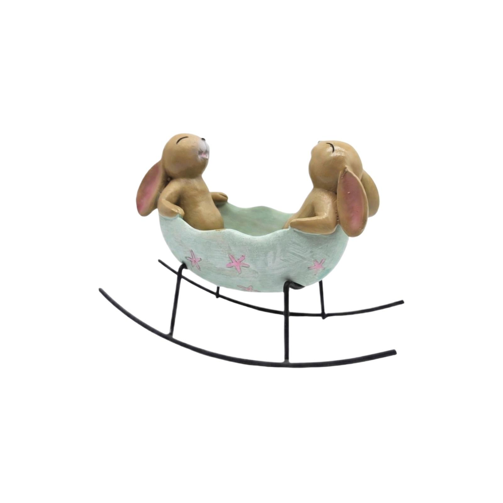

Easter Bunny Resin Ornament Garden Courtyard Decoration Bathtub Cradle Indoor Desktop Home Decor One Size зелёный