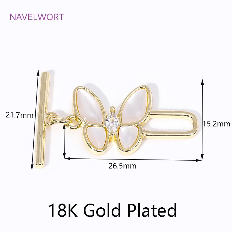 

18K Gold Plated Butterfly Shape OT Toggle Clasps Hooks,Inlaid Zircon Connect Clasps For Jewelry Making Supplies,DIY Accessories 1 pieces