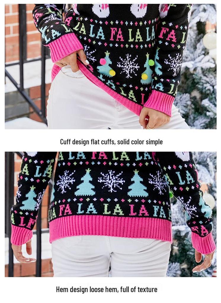 European & American Casual Christmas Snowman Pullover Sweater - 2023 Autumn Winter Cartoon Alpaca Knitwear.