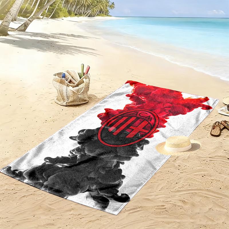 Asciugamano da Spiaggia Stampa AC Milan, Asciugamano Grande Morbido Asciugatura Rapida per Spiaggia Campeggio Nuoto