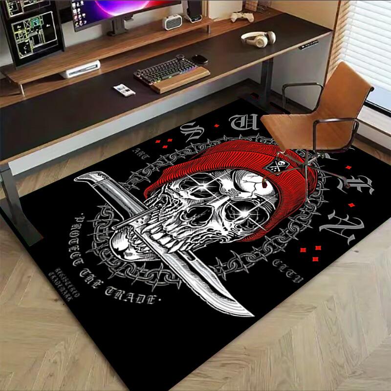 1pc Skull Art Carpet, Office Rug Outdoor Mat Home Decor Area Carpet Festival