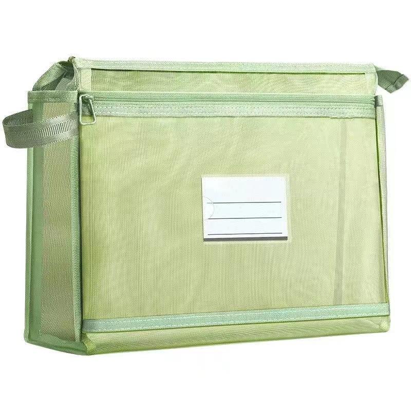 Double-Layer Subject Tutoring Bag Large Capacity Book Bag Classification Document Bag Transparent Portable Storage Bag A1
