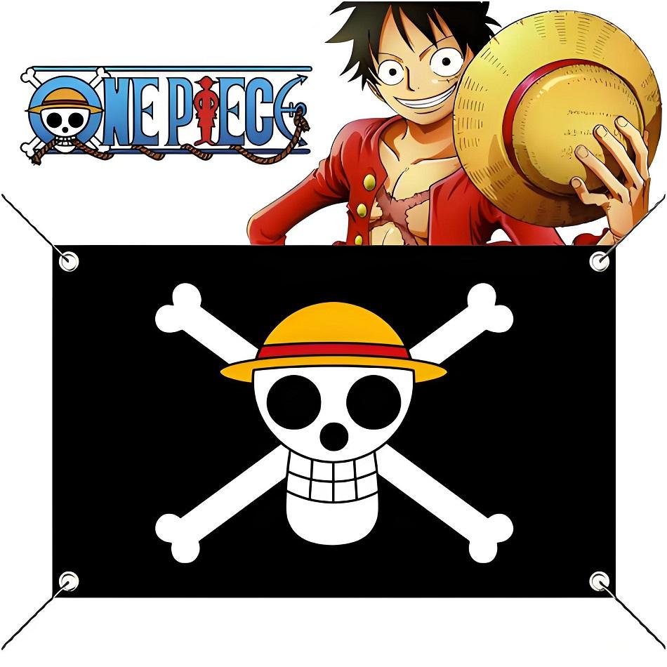 New One Piece 90*150CM Polyester Monkey D Luffy Skull Flag Room Wall Decor One Piece Straw Hat Pirates Trumpet Banner Flag Gift