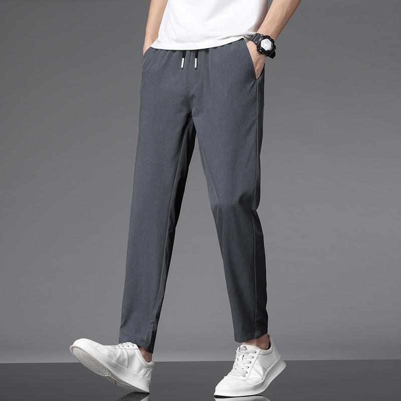 Pantaloni elastici ocazional Pantaloni sport pentru bărbați Pantaloni tăiați moi Pantaloni bărbați cu picior drept largi agățați
