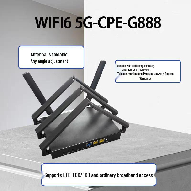 Industrial Dual-Band 5G CPE WiFi 6 Router with AX3000, External Ethernet Port, and 8 Antennas