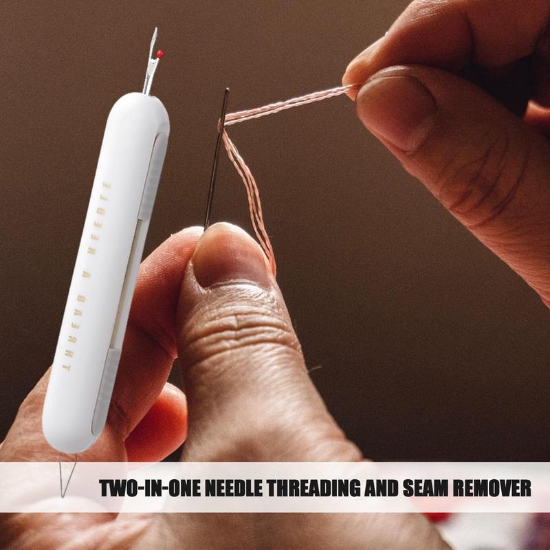 2 In 1 Needle Threader Seam Ripper, Upgraded Needle Threading and Seam Remover Household Handmade DIY Craft Sewing Tool