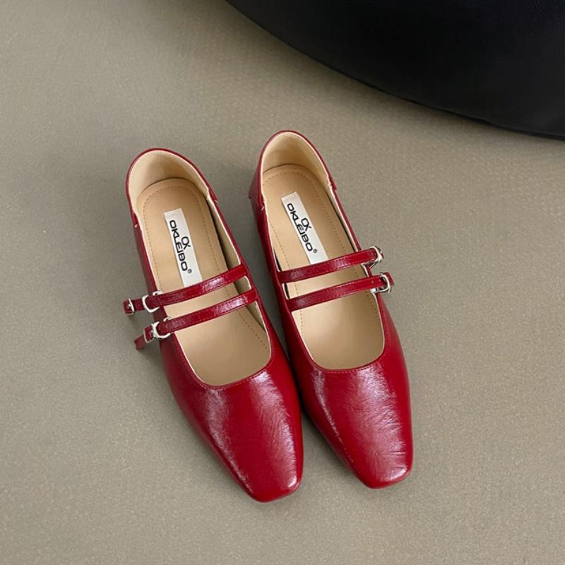 Fashion Bailamos 2025 Spring New Women Flats Fashion Ballerinas Flat Heel Casual Ballet Shoes Square Toe Shallow Ladies Mary Jane Shoes