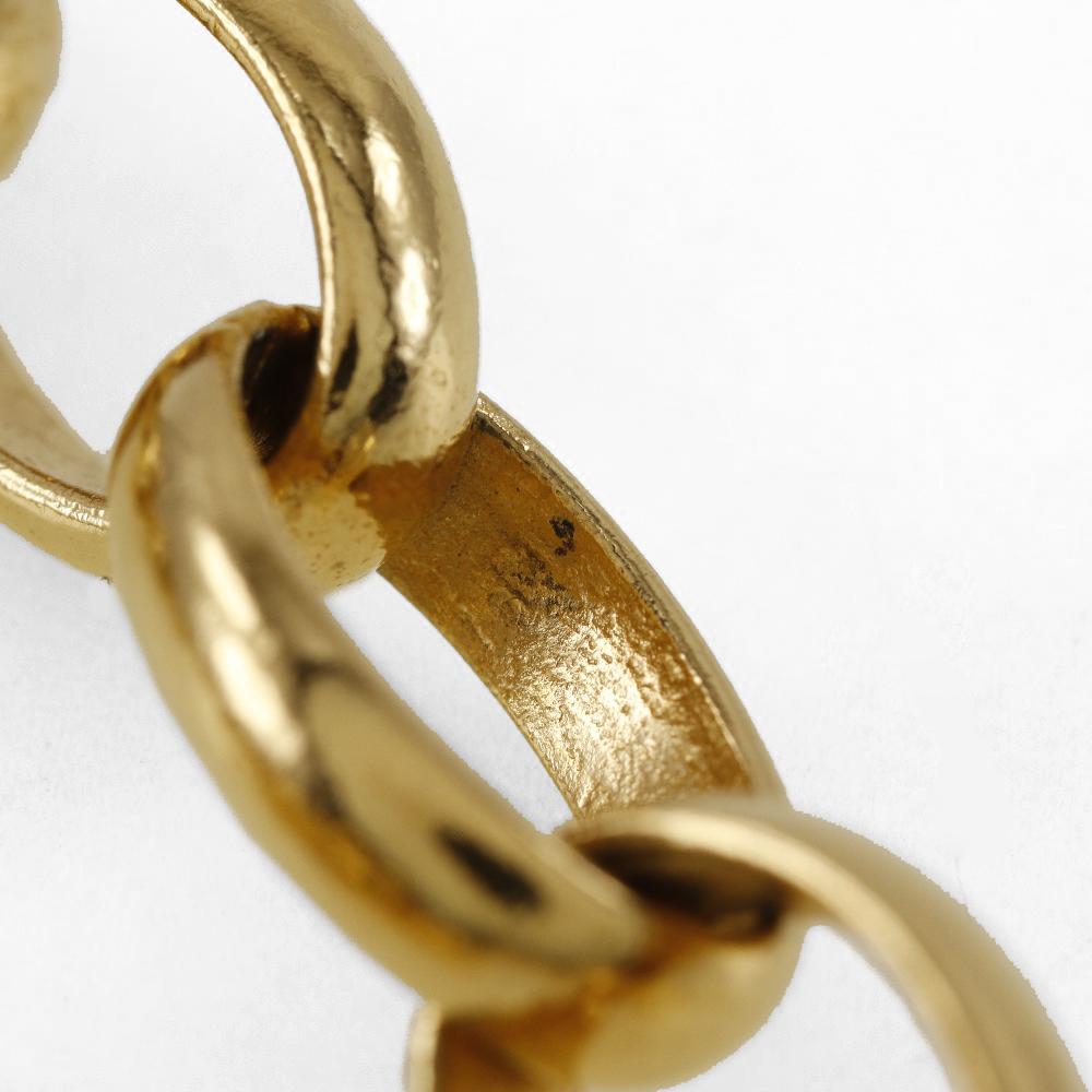 Chanel Round Logo Necklace Vintage Plated Gold 170g Women Used