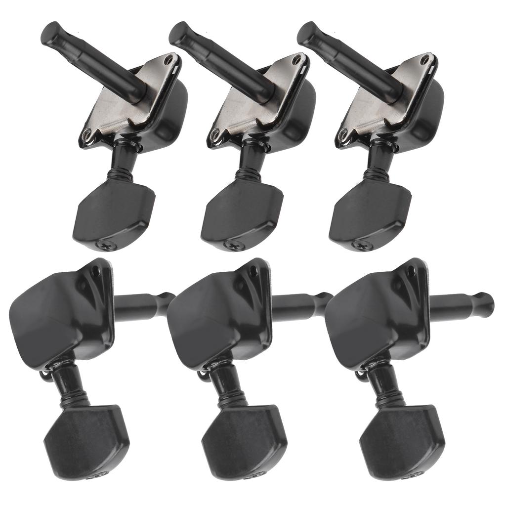 Strunový ladicí klíč pro polootevřenou kytaru 3 levé 3 pravé díly hudebních nástrojů(Černá )