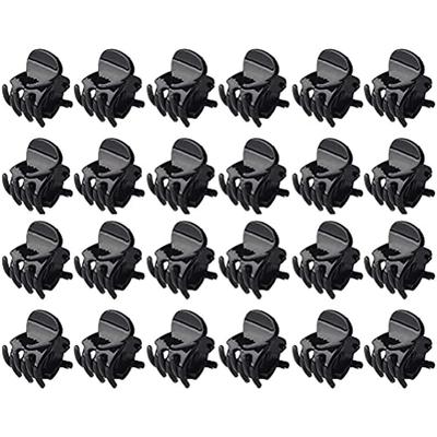 24 יחידות מיני קליפס שיער 1 5 ס"מ פלסטיק קטן אטבי שיער מונע החלקה מיני קליפסי שיער ציפורניים לנערות ולנשים (שחור)