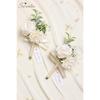 Serwalin 2 Pcs White Boutonniere for Men, Groom Groomsmen Best Man Guest Boutonnieres, Artificial Flowers Silk Rose for Wedding Prom Ceremony