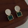 Mid-ancient Style Contrasting Color Enamel Colored Treasure Pendant Earrings, Retro Diamond-encrusted Earrings, Advanced Court Style Commuting Tempera