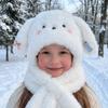 Cute Dog Hooded Scarf Cartoon Winter Warm Hat Fashion Plush Earmuffs Cap  Autumn and Winter