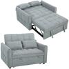 2 Seater Sofa Bed, 3-in-1 Convertible Sleeper Sofa with Click-clack Adjustable Backrest and 2 Pillows, Grey