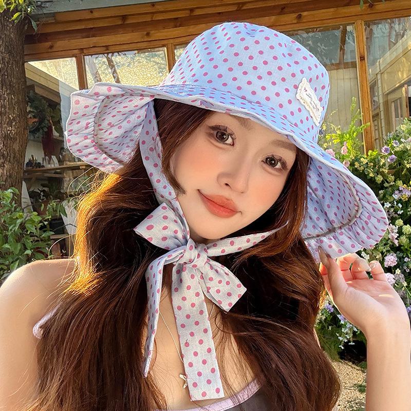 Retro color matching plaid bucket hat summer light big brim sun protection sun hat outdoor versatile face covering sun hat