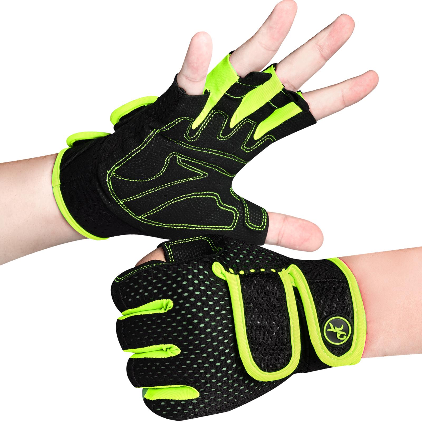 MOREOK Trainingshandschoenen voor Sportschool Mannen Vrouwen, 3MM SBR Kussentjes, Halve Vinger Gewichtheffen Oefening Fitnesshandschoenen voor Training, Pull-ups, Roeien M