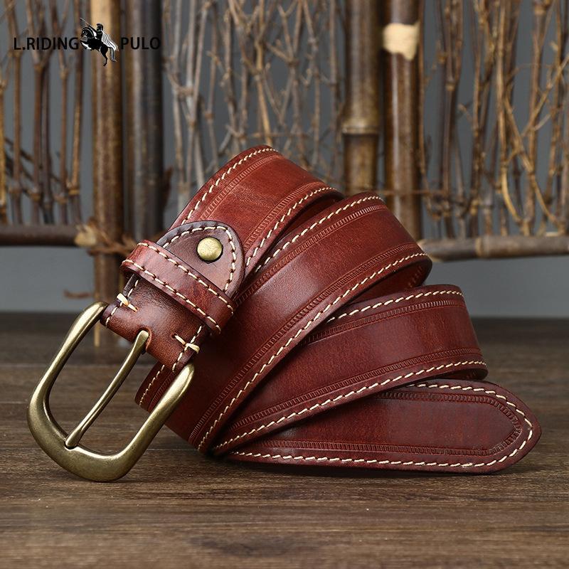 Handmade Vintage Distressed Frosted Leather Pin Buckle Men's Cowhide Belt Men's Casual Belt