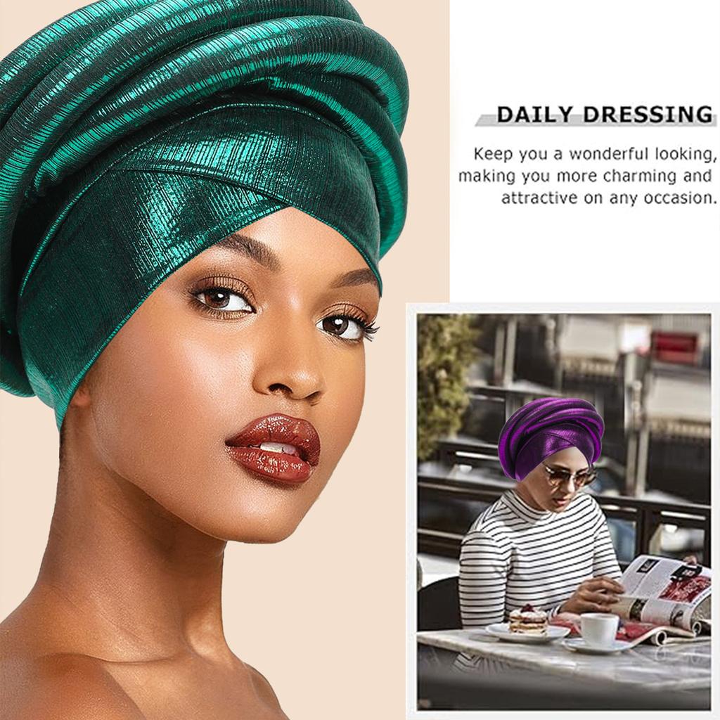 Shining African Women Turban Cap Twisted Braid Headtie Head Wraps Wedding Party Headpiece Bonnet