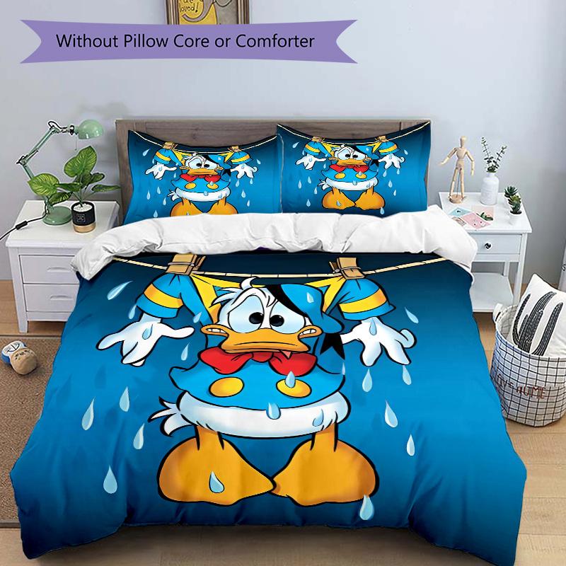3pcs Dripping Donald Duck Bedding Set, 1 Soft Quilt Cover + 2 Pillowcases, Machine Washable, Suitable for All Seasons, Perfect Gift for Fami
