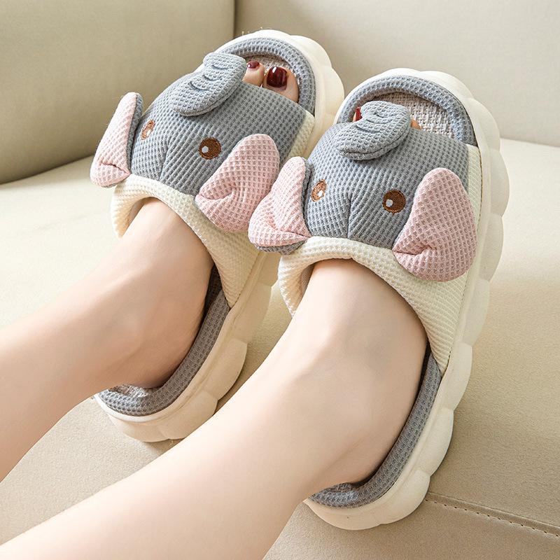 Fashion Elephant Casual Women's Slippers Home Luxury Designer Woman Shoes Flat Spring Fashion Hemp Casual Slides Indoor Elegant Footwear