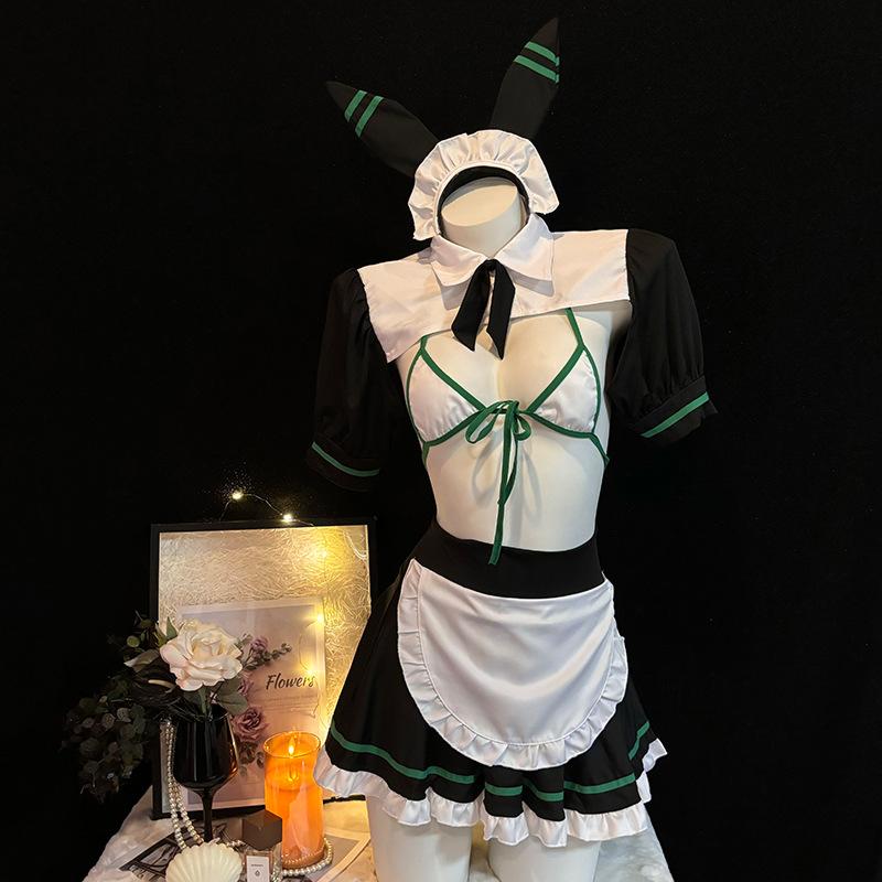 Hot Erotic Sexy Anime Bunny Girl Cosplay Lingerie Maid Role Play Bikini Unifom Apron Set Nightclub Costumes
