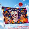 2D Flat, 1pc Day of the Dead Sugar Skull Marigold Guitar Candle Holiday 2D Flat Print Festival Design, Single-Sided, Two Hanging Rings, Outdoor Yard D