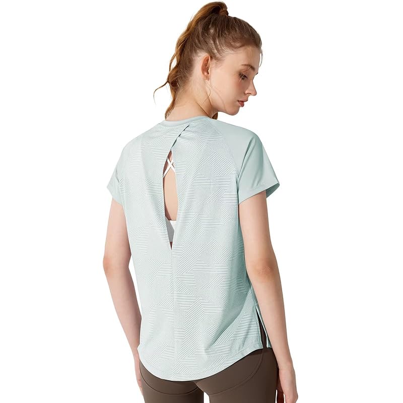 

[Rovidorx] yoga wear tops pilates wear back open short sleeve t-shirt ladies sports Relaxing hot yoga sportswear gym wear fitness wear training