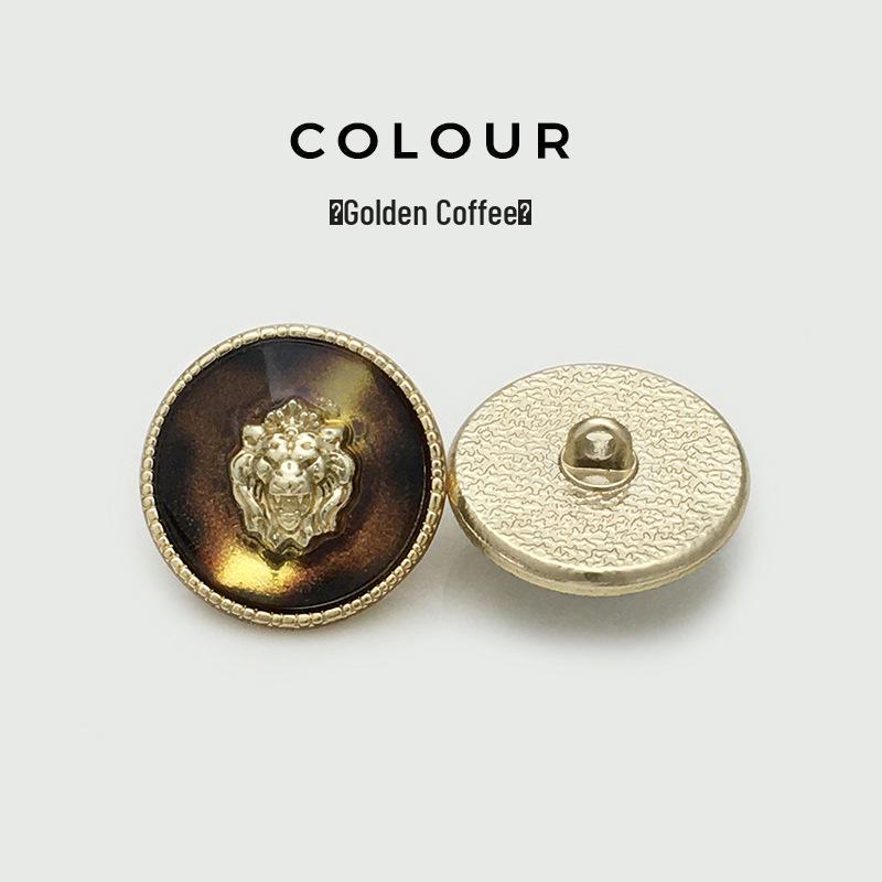 Luxury Lion Head Transparent Resin Metal Buttons for Men's & Women's Coats and Tops