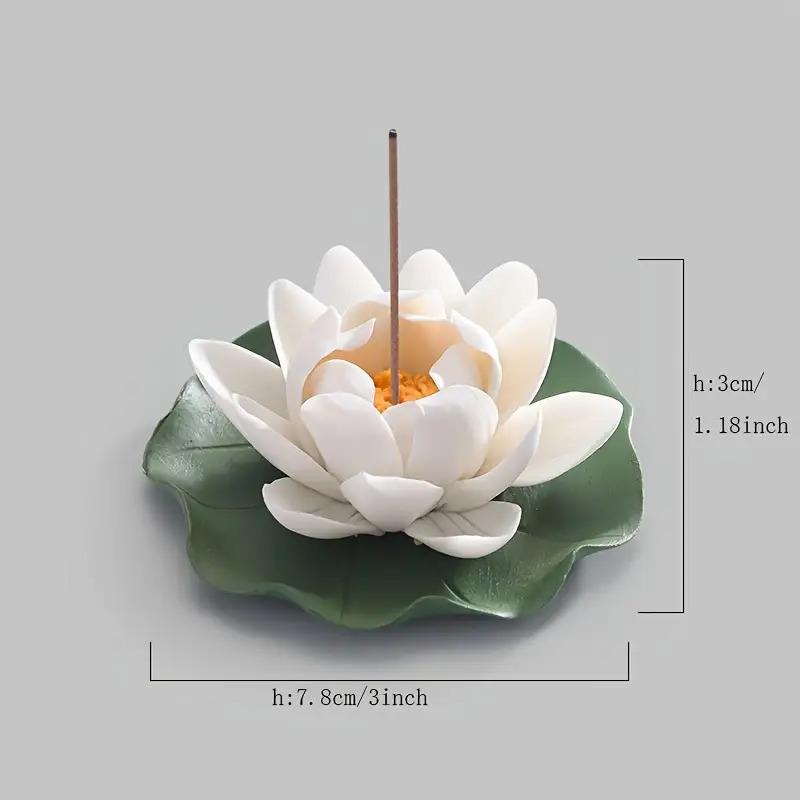 Handmade Ceramic Lotus Incense Burner - Zen-Inspired Home Decor,No Fragrance,Perfect choice for living room ambiance