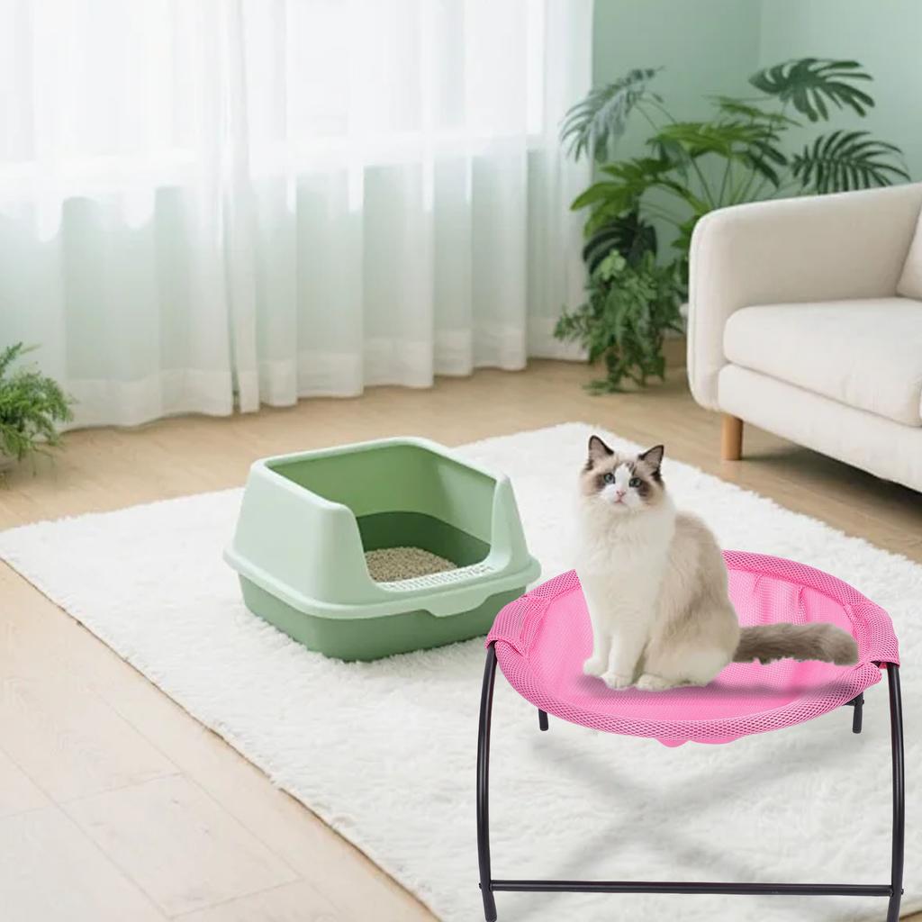 Elevated Cat Hammock Bed Breathable Mesh Removable Washable Stable Construction Pet Raised Swing Bed for Indoor Kitty