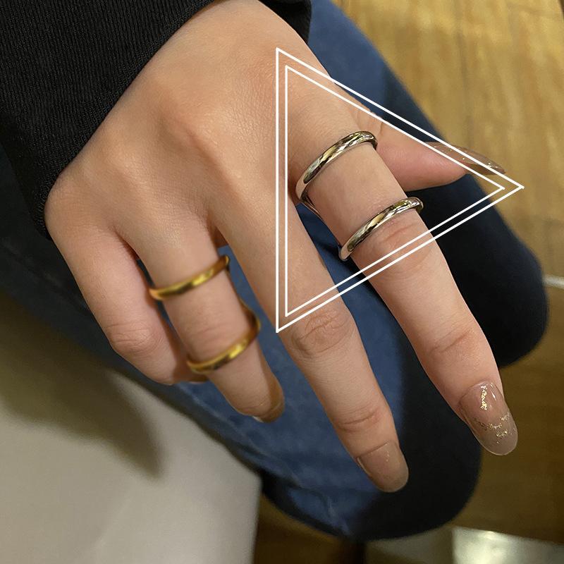 Gold Color Double Layer Line Rings For Women Simple Sell Resizable Rings Cool Party Jewelry Wholesale