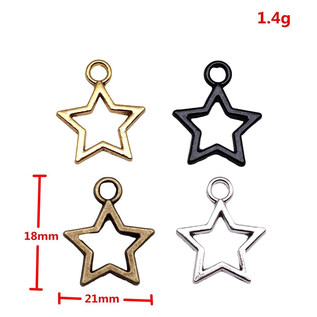 Nested Star Charms Multi Color Alloy Pendants For Double Star Themed Jewelry