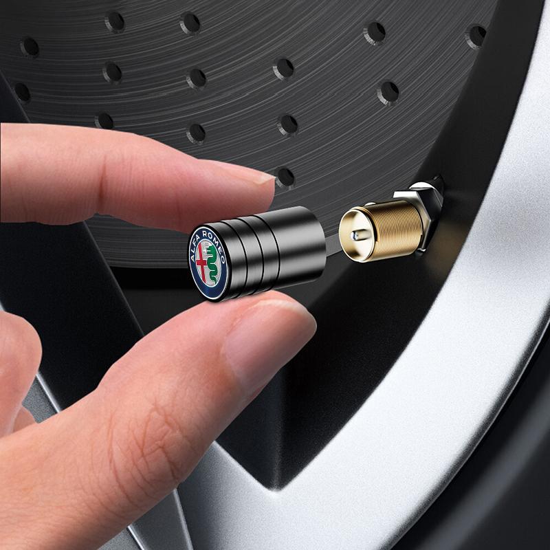 Αυτοκόλλητα Αυτοκινήτου Για Alfa Romeo Κράμα Αλουμινίου 4τμχ Καπάκια Βαλβίδας Ελαστικών Αυτοκινήτου Για Alfa Romeo Giulia Stelvio Giulietta 156 159 147 Mito Ton