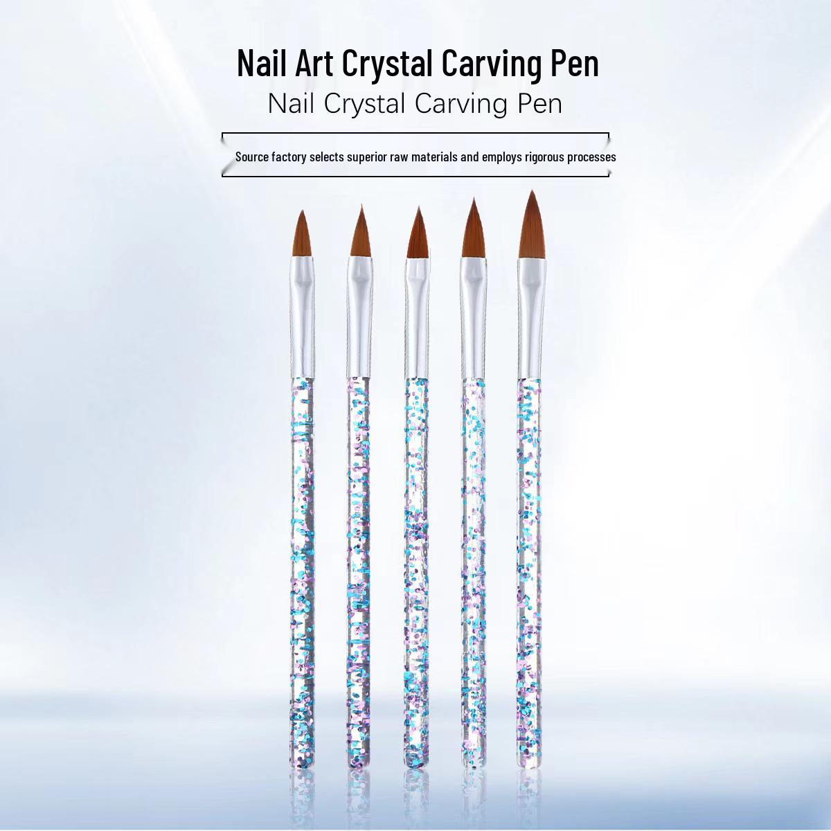 

5-Piece Green Nail Art Tool Set: Powder Stick, Crystal Carving Pen, Color & Blending Pens