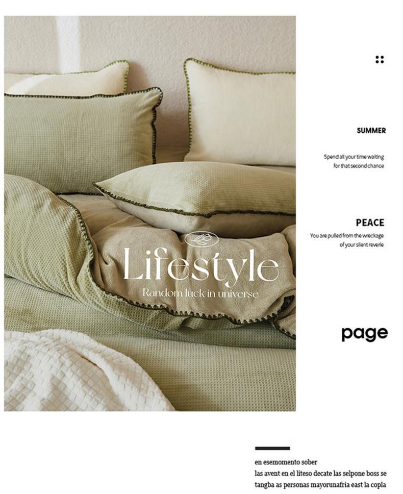 Nordic Light Luxury Coral Fleece Winter Bedding Set - Milk Velvet Waffle, Double-Sided Duvet Cover and Bed Sheet