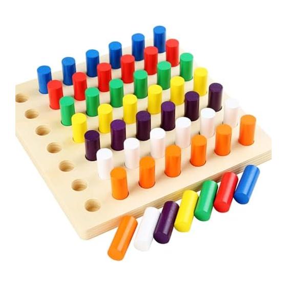 Montessori Educational Tools, Colored Cylinder, 7 Color Set, Educational Toys, Educational Toys, Blocks, Early Education for Young Children,