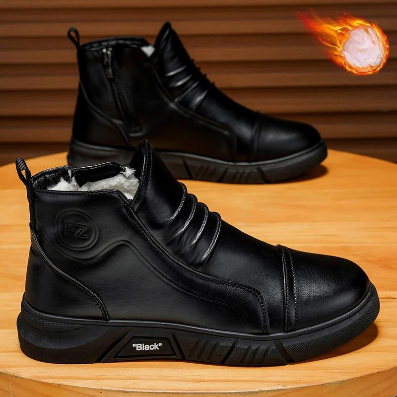 

Mens soft elastic cold warm padded snow boots thick-soled non-slip wear-resistant outdoor casual sneakers Martin cotton boots 44