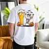 Lustige Trinkgrafik Unisex T-Shirts Halloween Verrücktes Skelett Bierdruck T-Shirt Kürbis Fledermaus Gruselige Jahreszeit Shirt Totenkopf Bier Top
