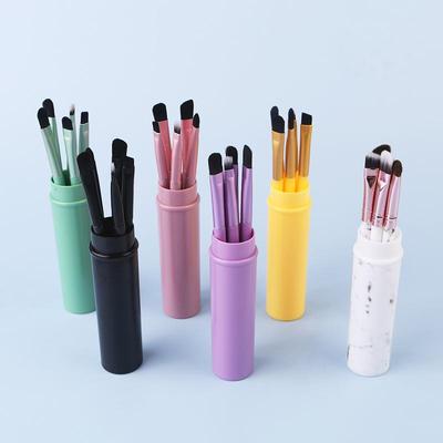 Crazed Rush 5-Piece Aluminum Eyeshadow Brush Set with Case: Eyelid, Lip, and Nose Blending Tools
