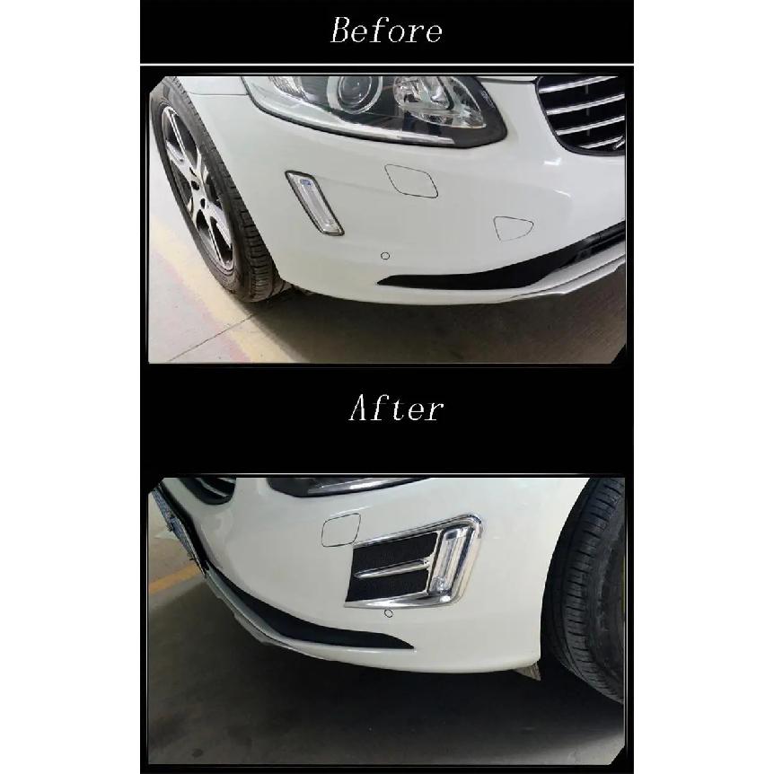 Car Styling Front Fog Lamps Cover Grille Slats Car Fog Lights Cover Decoration ABS Stickers Strips for Volvo XC60 2014-2016 Year