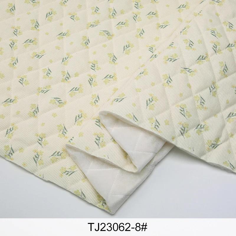 Thicken Corduroy Quilted with Cotton Fabric Small Floral Print for Winter Children's Clothing Coat DIY Sewing Fabric 0.5m/1m/2m
