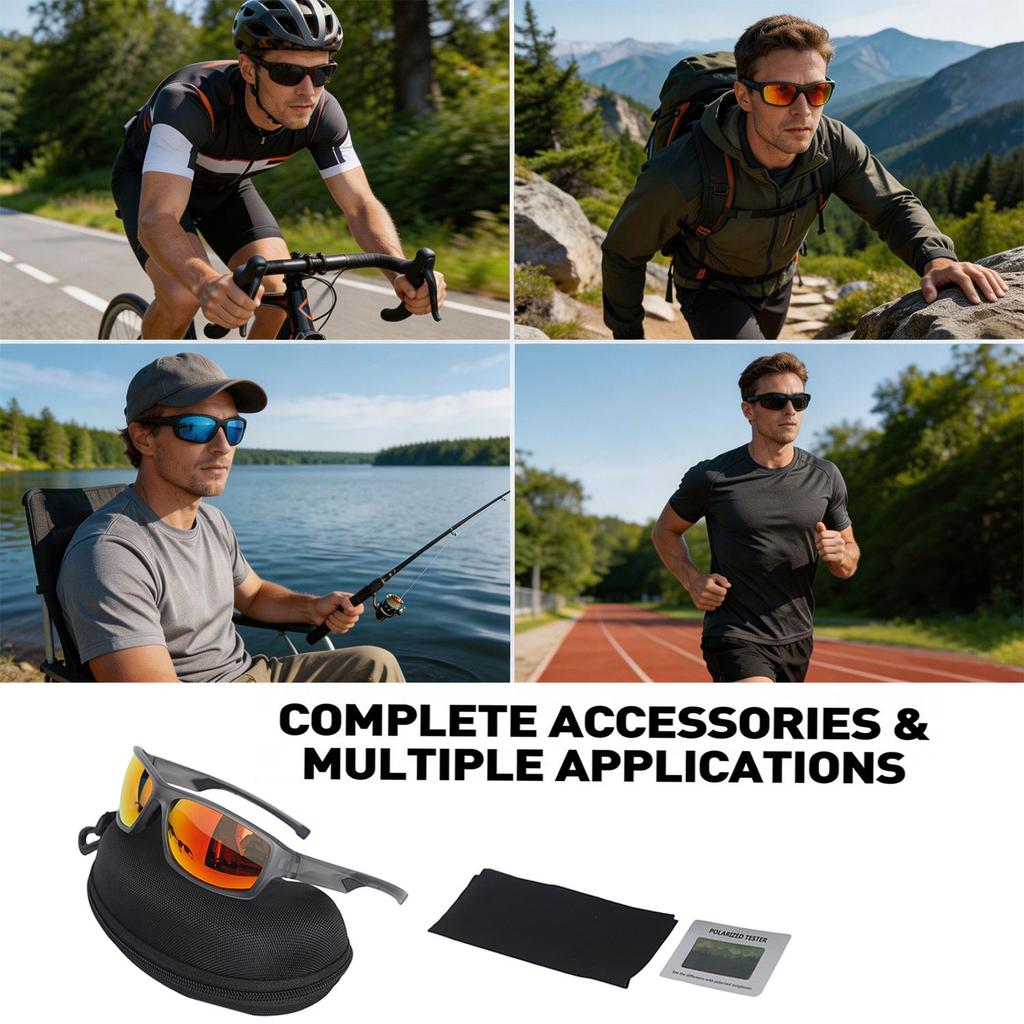 Kylebooker Polarized Sports Sunglasses for Men Women Unbreakable Frame with UV Protection Ideal for Fishing Driving Running