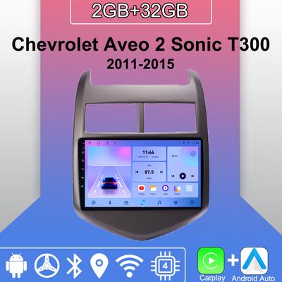 Autoradio Android Carplay Pour Chevrolet Aveo 2 Sonic T300 2011-2015 Lecteur Multimédia Unité Principale Stéréo Navigation GPS BT WIFI 2+32GB