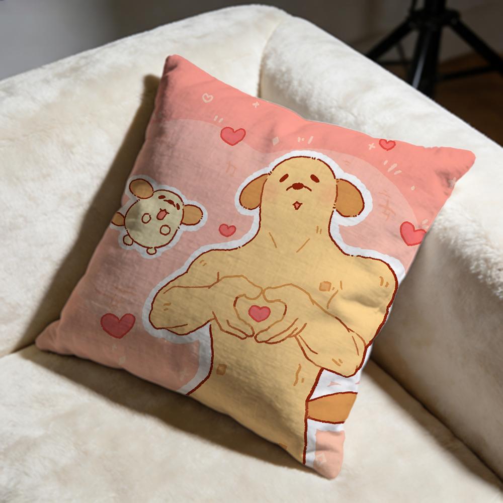 Peanut Dog Cushion Cover Soft Decorative Pillow Case Suitable for Bedroom Sofa Car Travel Use