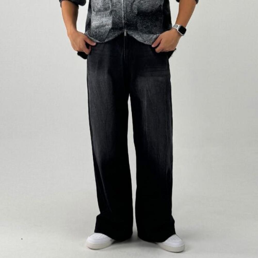Onl Men S Crack Wide jeanS Black Denim