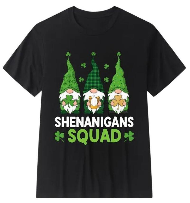 Happy St Patrick’s Day SHENANIGANS SQUAD Gnome Irish Holiday T-Shirt