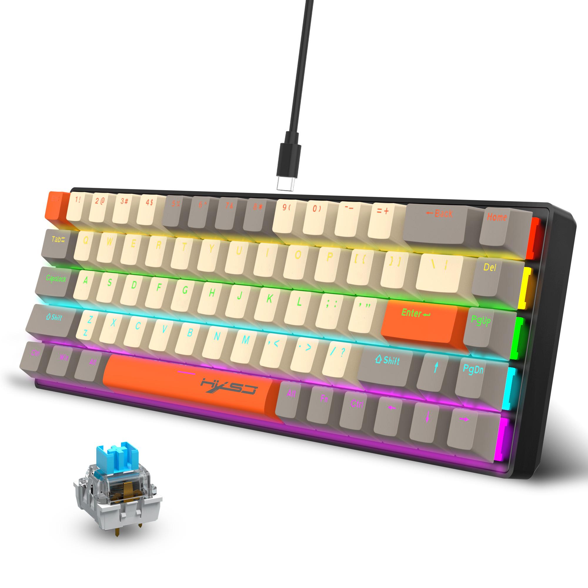 

HXSJ K88 Gaming Keyboard 68 Keys Mechanical Wired Keyboard with LED Backlit As Shown A