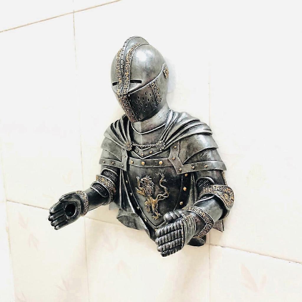 Wall Toilet Paper Holders Medieval Statue Knight Toilet Paper Dispenser Vintage Roll Paper Stand for Bathroom Toilet