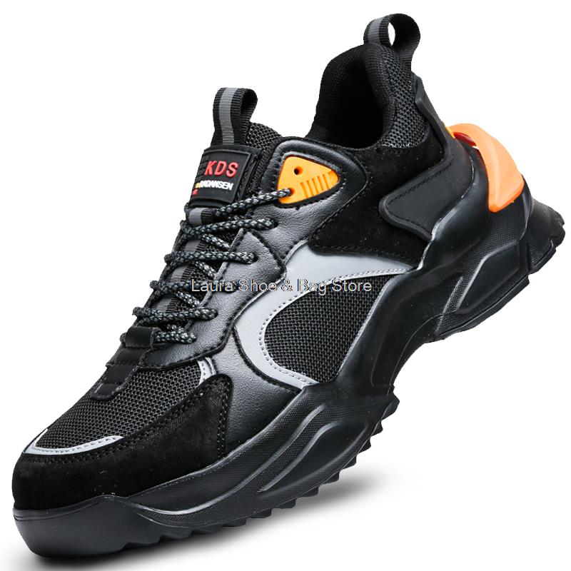 Fashion Anti-Piercing Safety Shoes For Men Working Boots Steel Toe Cap Boots Anti-Smashing Work Shoes Breathable Safety Boot Men's Shoes